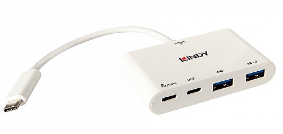 Imagine HUB cu 4 porturi USB 3.1 Gen 2 cu PD (Power Delivery), Lindy L43093